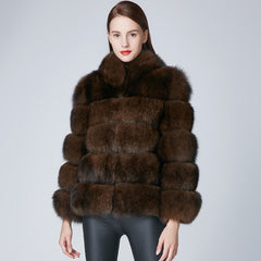 Genuine Think Stripped  Fox Fur Coat