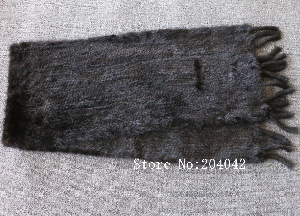 Real Mink Fur Long Warm Natural Knitted Mink Fur Cape Scarf