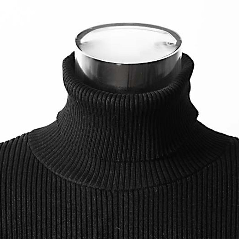 Patchwork Sweater  Turtleneck Puff Long Sleeve Ruffle Hem Knitting Pullover Top