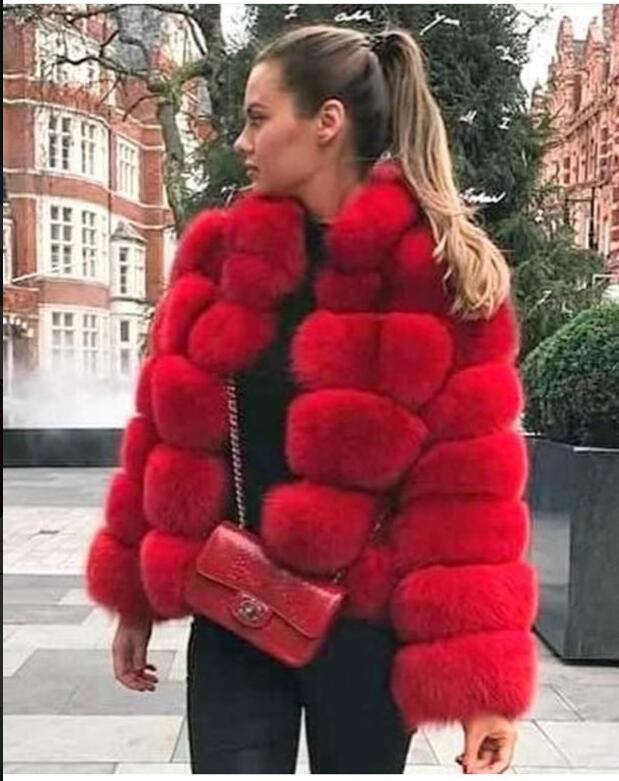 Luxury Design Natural Fox Fur Coat