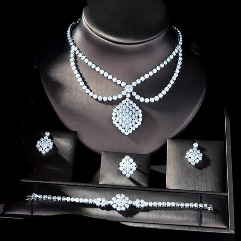 Luxury Geometry Necklace Earring  Jewelry Set