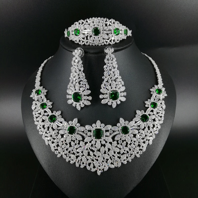 Luruxy Green CZ Zircon Jewelry Set