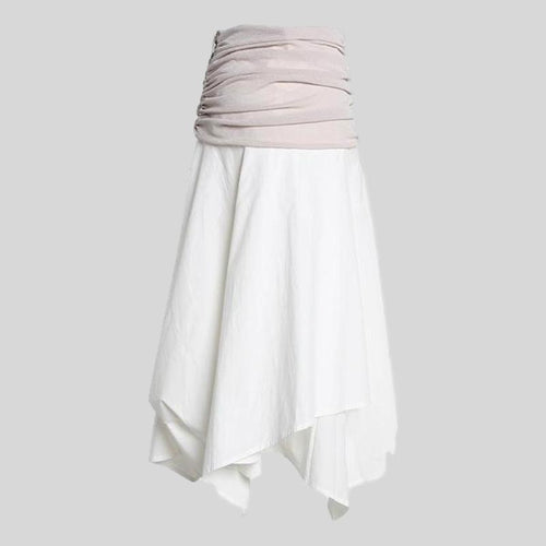Skirt High Waist Ruched Irregular Midi Skirt