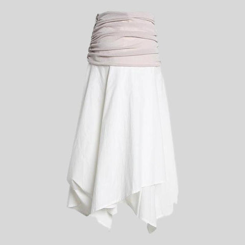 Elegant Khaki Midi High Waist Knee Length Skirt